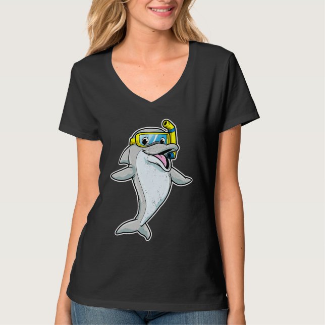 Cute Dolphin Snorkel Funny Sea Animal Whale Men Wo T-Shirt (Front)