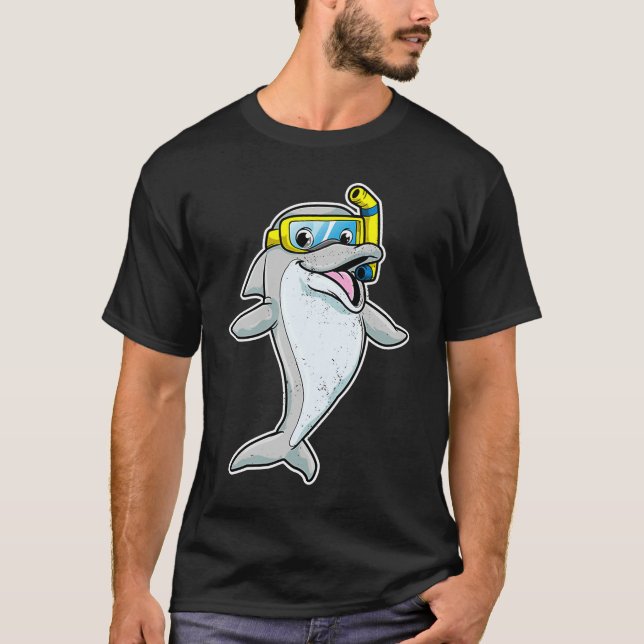 Cute Dolphin Snorkel Funny Sea Animal Whale Men Wo T-Shirt (Front)