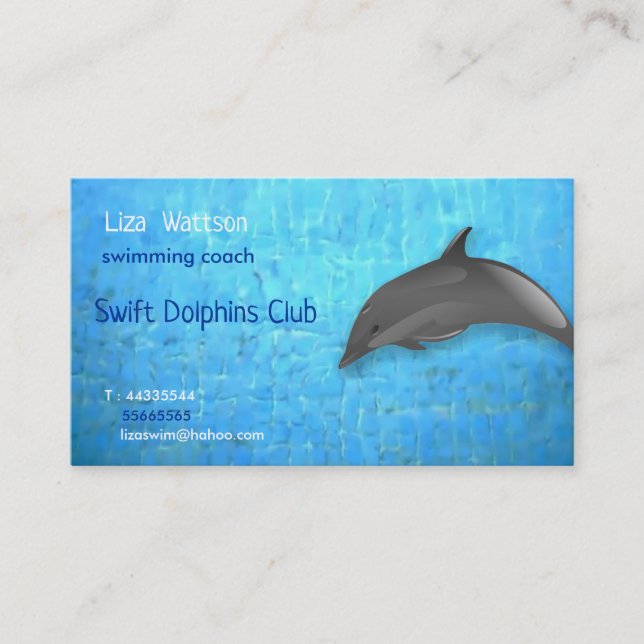 Cute dolphin - swimming coach business card (Front)