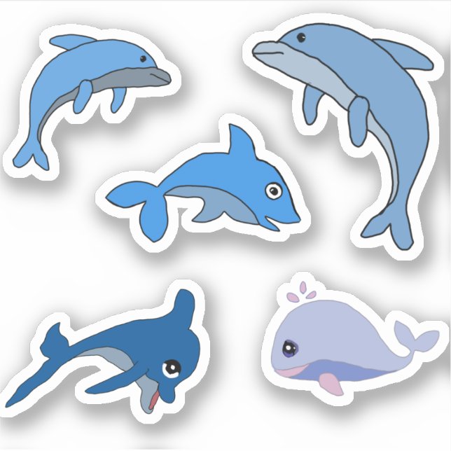 CUTE DOLPHIN WHALE SEA ANIMALS STICKER (Front)