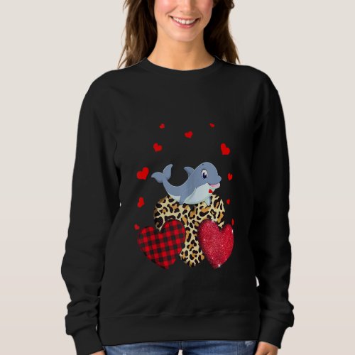 Cute Dolphin With Leopard Red Plaid Heart  Ideas Sweatshirt