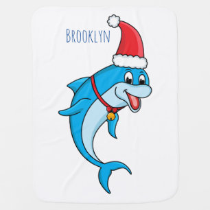 Cute dolphin with Santa hat cartoon Baby Blanket