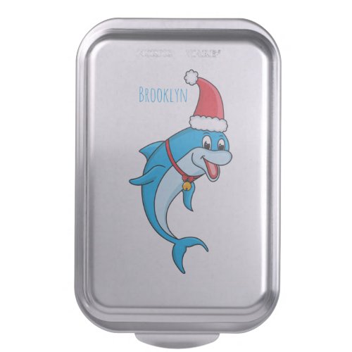 Cute dolphin with Santa hat cartoon Cake Pan