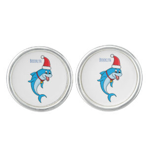 Cute dolphin with Santa hat cartoon Cufflinks