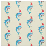 Cute dolphin with Santa hat cartoon Fabric