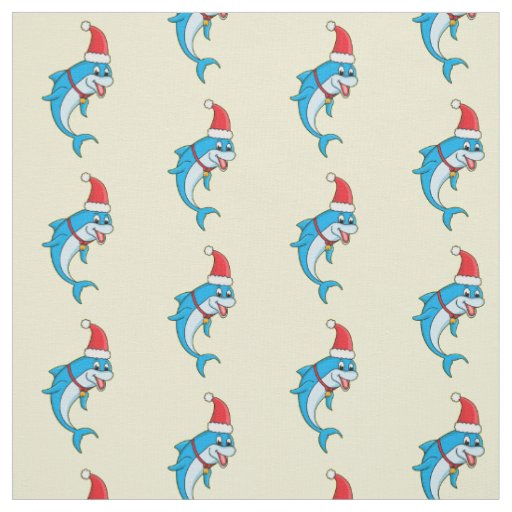 Cute dolphin with Santa hat cartoon Fabric