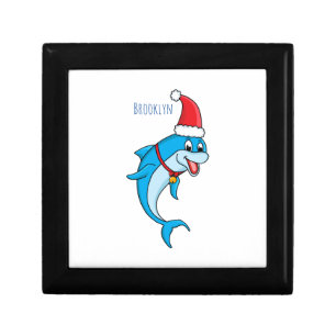 Cute dolphin with Santa hat cartoon Gift Box