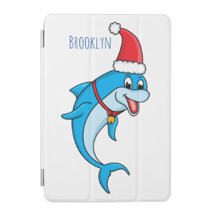 Cute dolphin with Santa hat cartoon iPad Mini Cover