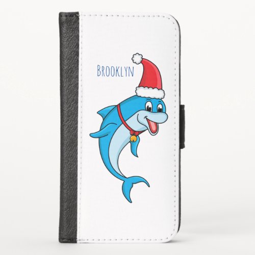 Cute dolphin with Santa hat cartoon iPhone X Wallet Case