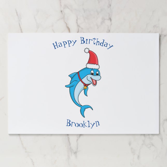 Cute dolphin with Santa hat cartoon Paper Pad (Front)