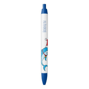 Cute dolphin with Santa hat cartoon Pen