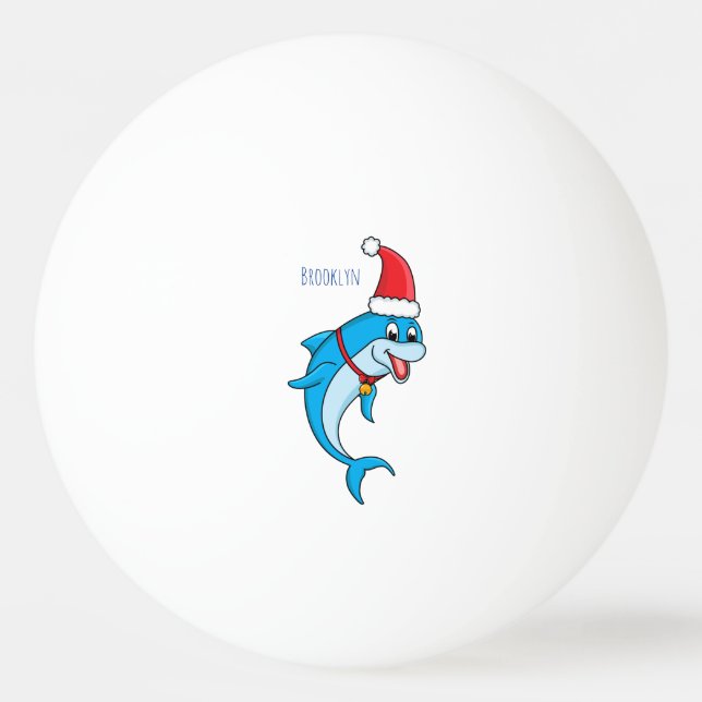 Cute dolphin with Santa hat cartoon Ping Pong Ball (Front)
