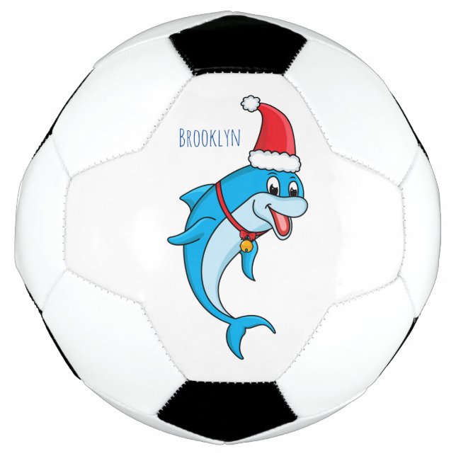 Cute dolphin with Santa hat cartoon Soccer Ball (Front)