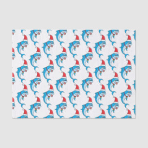 Cute dolphin with Santa hat cartoon Tissue Paper