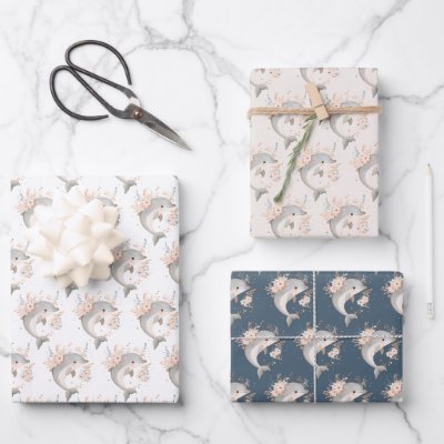 Cute Dolphin Wrapping Paper Sheets