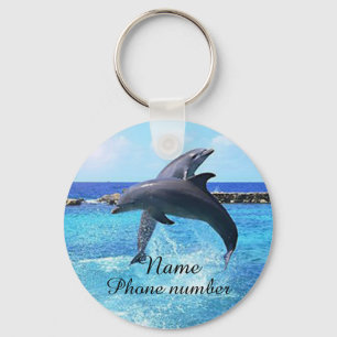 Cute dolphins in the sea keychain