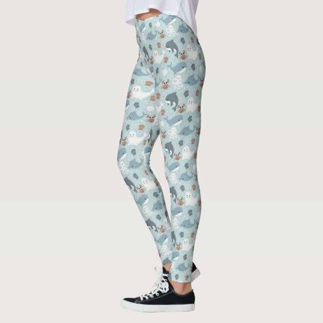 Cute Dolphins, Seals and Octopus Leggings (Left)