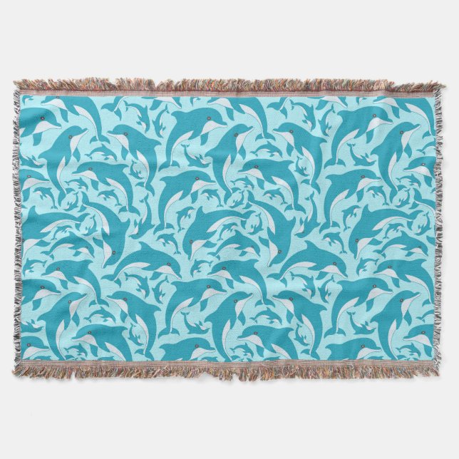 Cute Dolphins Throw Blanket (Front)