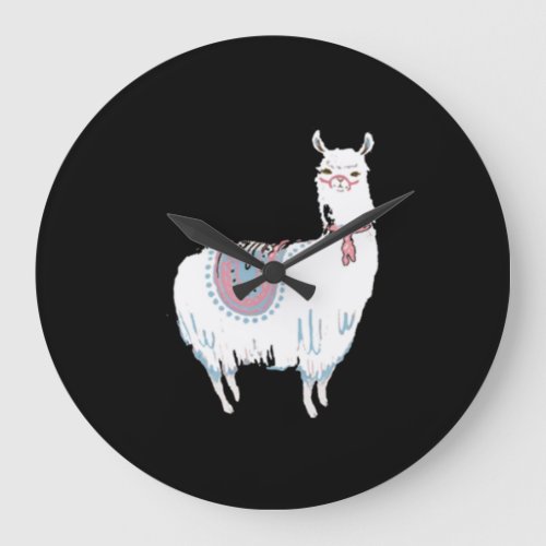 Cute Domesticated Pet Llama Sheep_like Animal Gift Large Clock