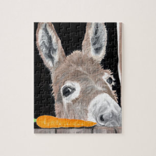 Cute Donkey and a Carrot Jigsaw Puzzle