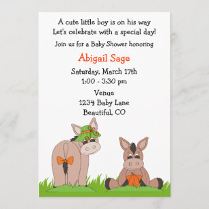 Cute Donkey Baby Shower Invitation for Boys