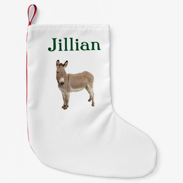 Cute Donkey Burro Photograph Small Christmas Stocking (Front)