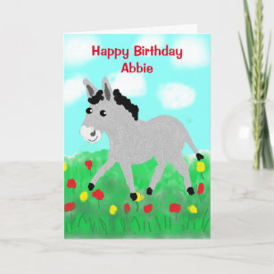 Cute Donkey Cartoon Birthday Card