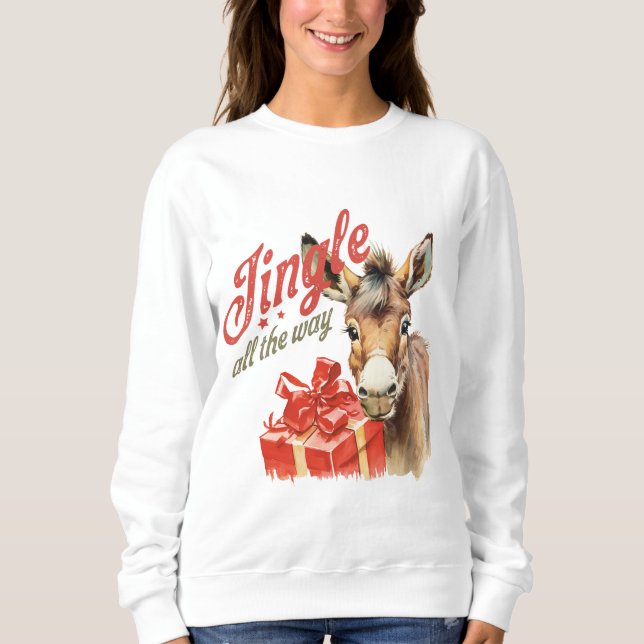 Cute Donkey Christmas Sweatshirt (Front)