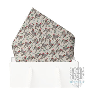 Cute Donkey Christmas Tissue Paper in Cream