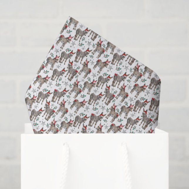 Cute Donkey Christmas Tissue Paper in White (Gift Bag)