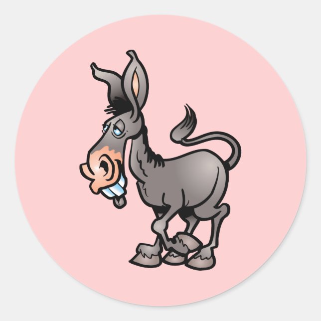 Cute Donkey Classic Round Sticker (Front)