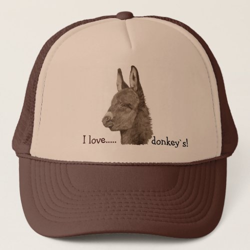 Cute donkey drawing realist animal art hat