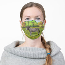Cute Donkey Gray Burro In Pasture Adult Cloth Face Mask
