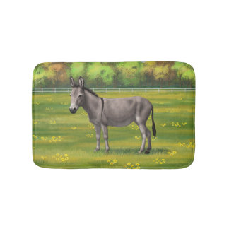 Cute Donkey Gray Burro In Pasture Bath Mat