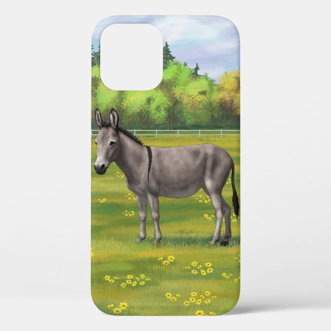 Cute Donkey Gray Burro In Pasture Case-Mate iPhone Case (Back)