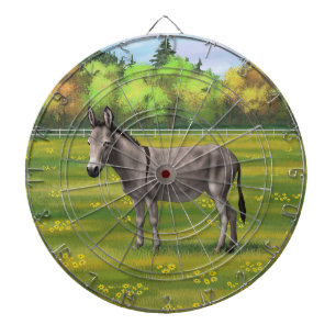 Cute Donkey Gray Burro In Pasture Dart Board