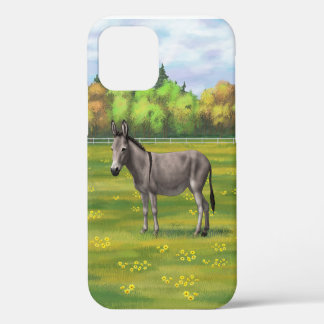 Cute Donkey Gray Burro In Pasture iPhone 12 Case