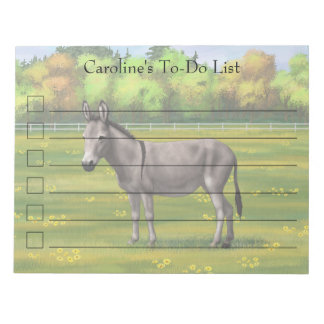 Cute Donkey Gray Burro In Pasture Notepad