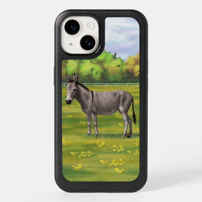 Cute Donkey Gray Burro In Pasture Otterbox iPhone Case (Back)