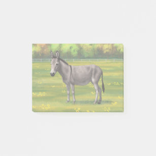 Cute Donkey Gray Burro In Pasture Post-it Notes