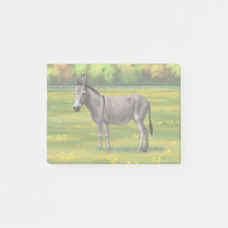 Cute Donkey Gray Burro In Pasture Post-it Notes
