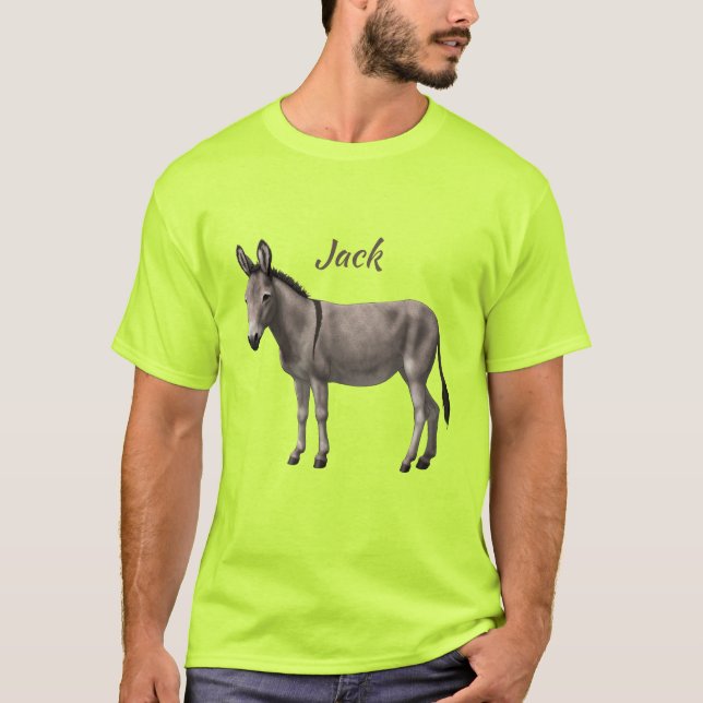 Cute Donkey Gray Burro In Pasture T-Shirt (Front)