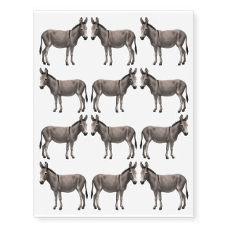 Cute Donkey Gray Burro In Pasture Temporary Tattoos