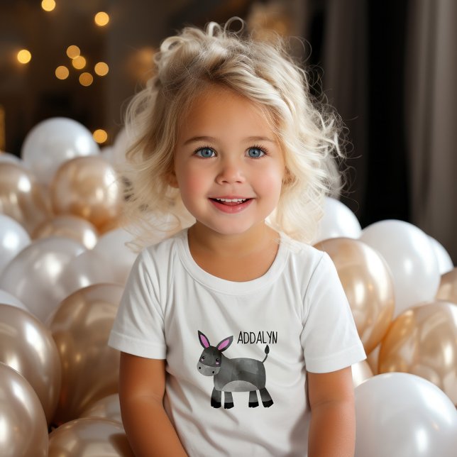 Cute Donkey Infant Toddler Name  Baby T-Shirt (Cute donkey infant/toddler t-shirt personalized with your child's name)