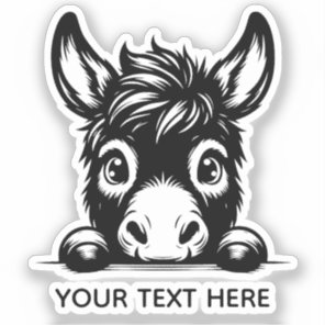 Cute Donkey Kiss-Cut Sticker with Custom Text