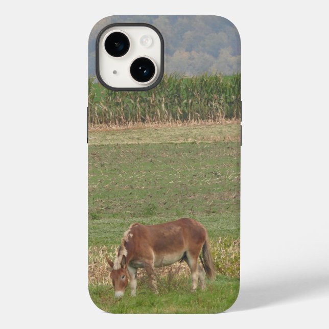 Cute Donkey on Farming Field Grazing in the Grass Case-Mate iPhone Case (Back)