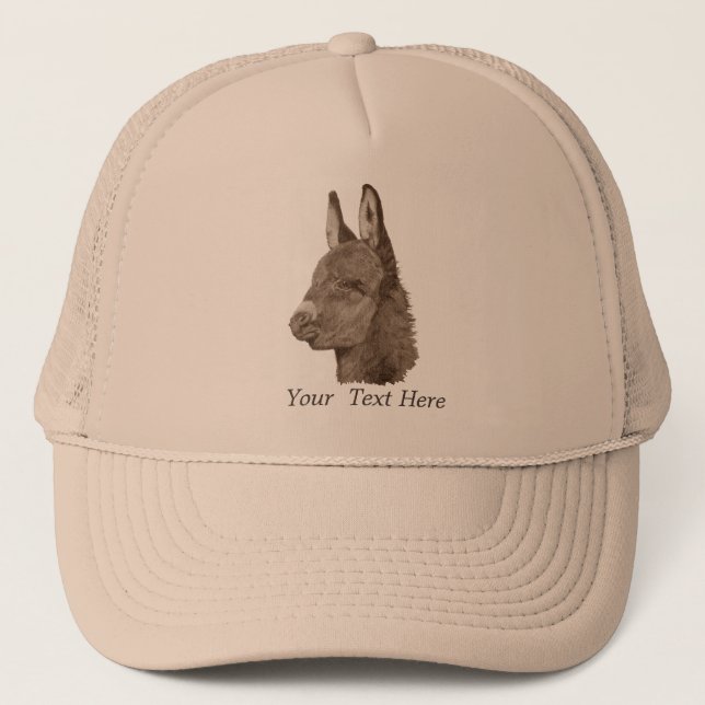 Cute donkey original lifelike drawing art trucker hat (Front)