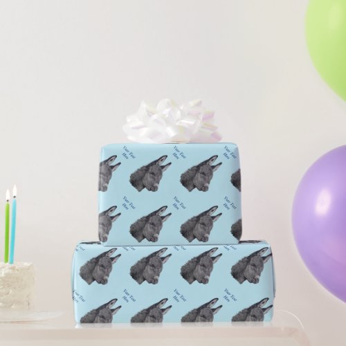 Cute donkey original lifelike drawing art wrapping paper