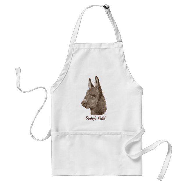 Cute donkey pencil drawing monochrome realist art adult apron (Front)