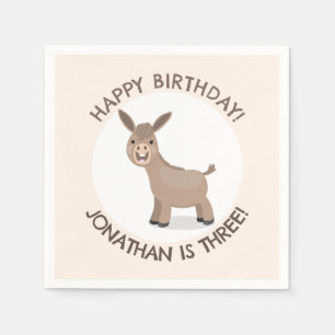 Cute donkey personalized cartoon birthday napkins